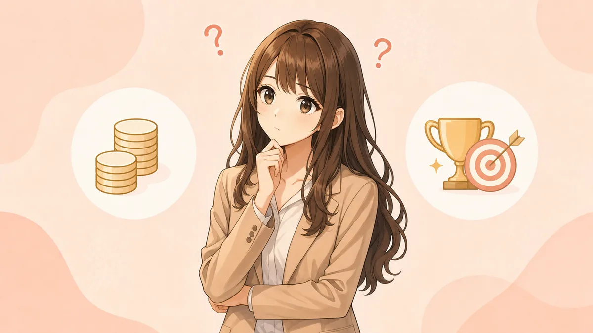 受講料の安さと合格サポートのどちらを重視するか悩む女性
